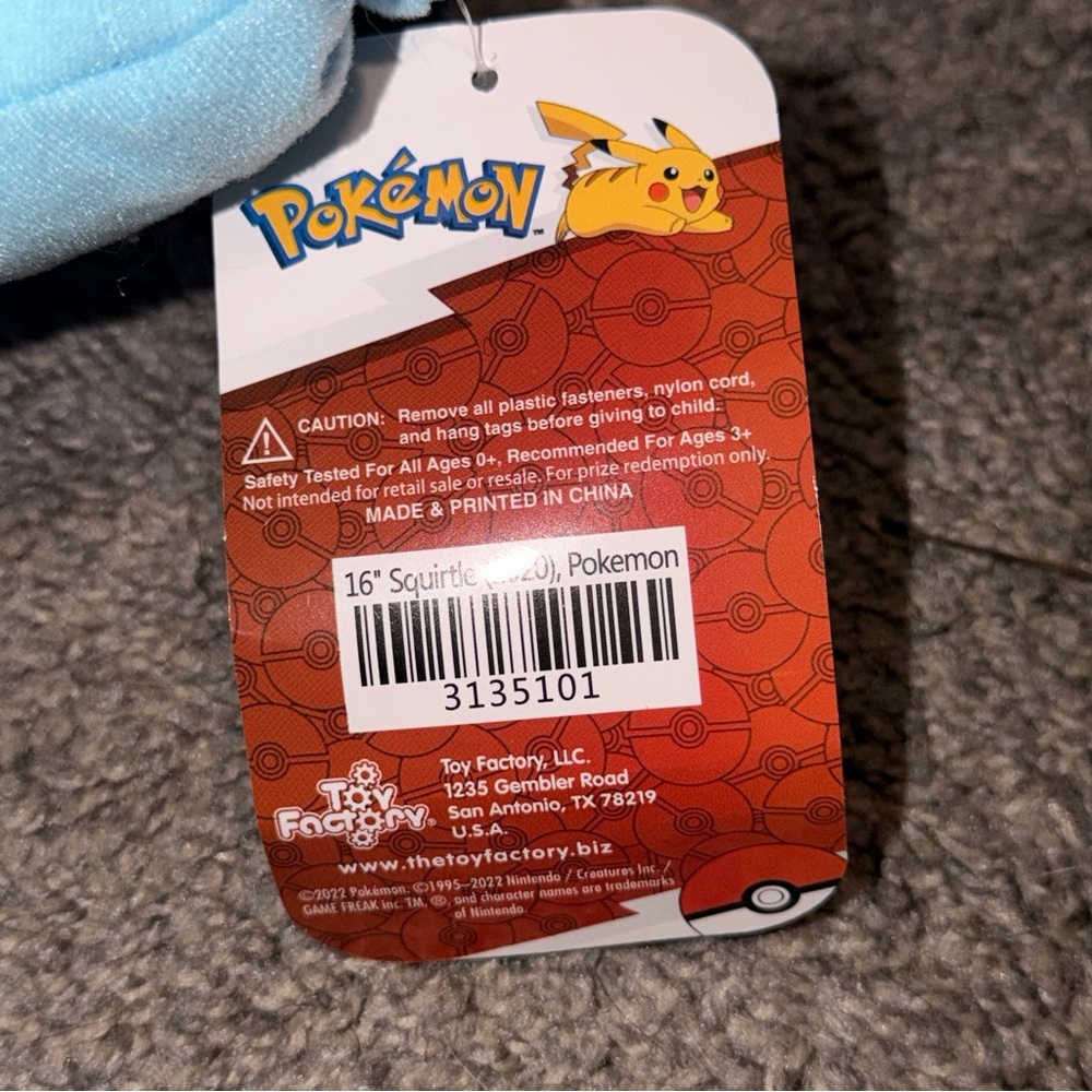 Toy Factory Pokémon Squirtle 16 in Plush Stuffed Animal - Picture 3 of 3
